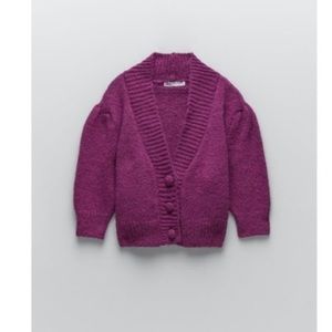 NEW Zara Knit Cropped Sweater Cardigan Purple